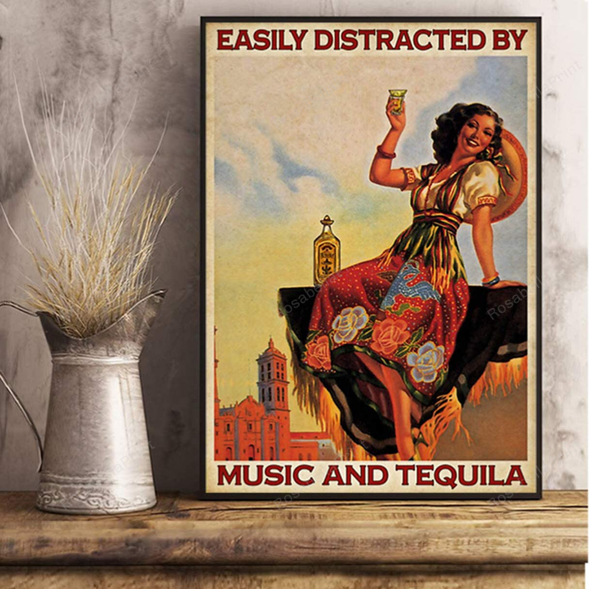 Vintage Girl Drinks Easily Distracted Canvas Vintage Girl Canvas Pencil Bags Plain Rectangle Canvas For Painting