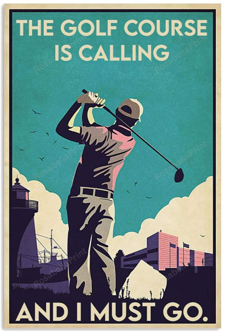 Vintage Man Playing Golf Is Canvas Art Vintage Man Reverse Canvas Fit Small Art Canvas For Kids