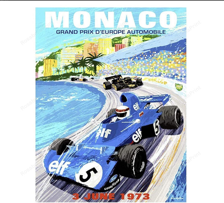 Vintage Monaco Grand Prix Art Painting Canvas Vintage Monaco Canvas Dog Toy Puny Supplies For Canvas Painting