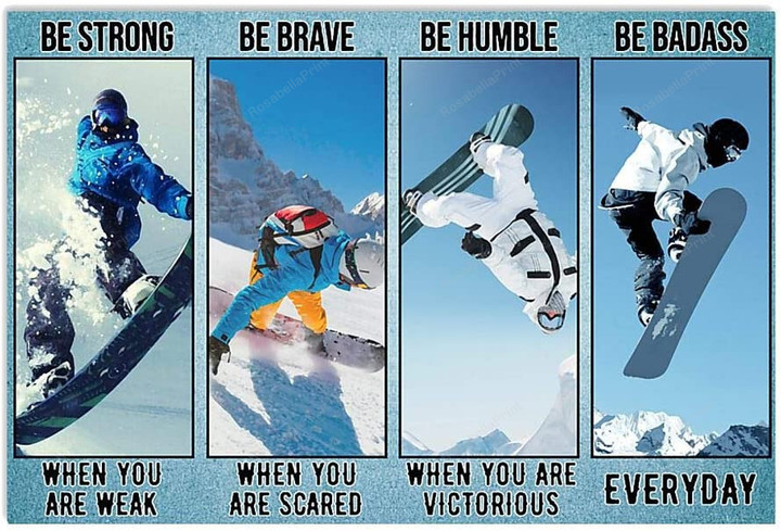 Vintage Snowboarding Be Strong Brave Canvas Wall Art Vintage Snowboarding Mini Canvas Plain Canvas Boards For Painting 24 X 36