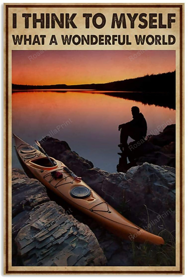 Vintage Kayaking Think To Myself Canvas Wall Art Vintage Kayaking Kids Canvas Great Double Primed Canvas For Oil Paints