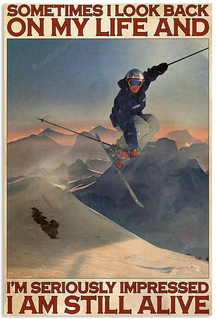 Vintage Man Skiing Look Back Canvas Art Vintage Man Canvas Framing Kit Huge Canvas For Acrylic Painting