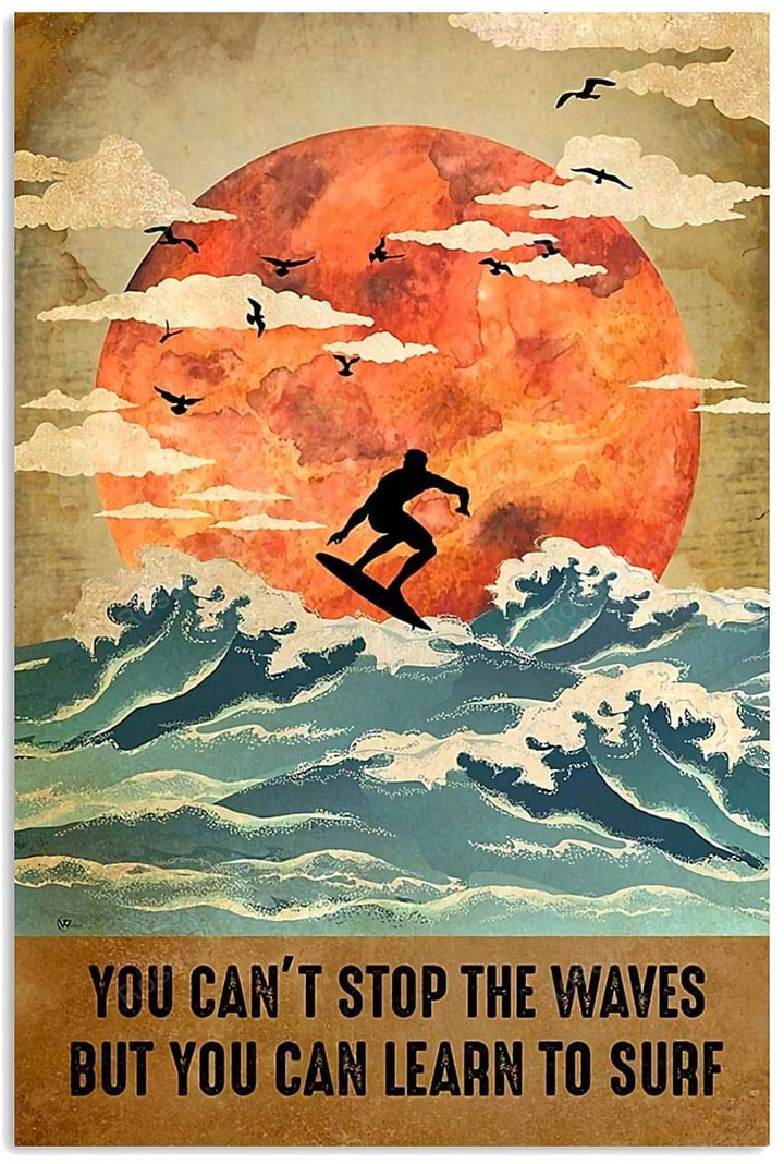Vintage Man Surfing You Cant Canvas Art Vintage Man Canvas Panel Cute Canvas Sets For Painting