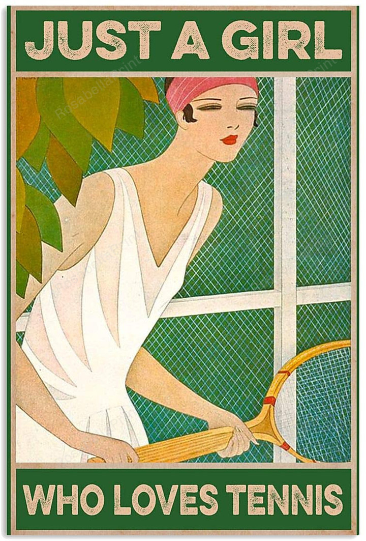 Vintage Tennis Just A Girl Painting Canvas Vintage Tennis Animal Canvas Wall Art Funny Frame For Canvas