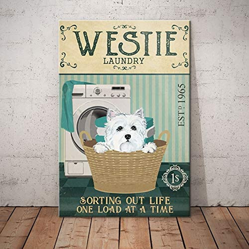 Westie Dog Laundry Room Sorting Canvas Westie Dog Watercolor Canvas Small Canvas Boards For Painting 24 X 36