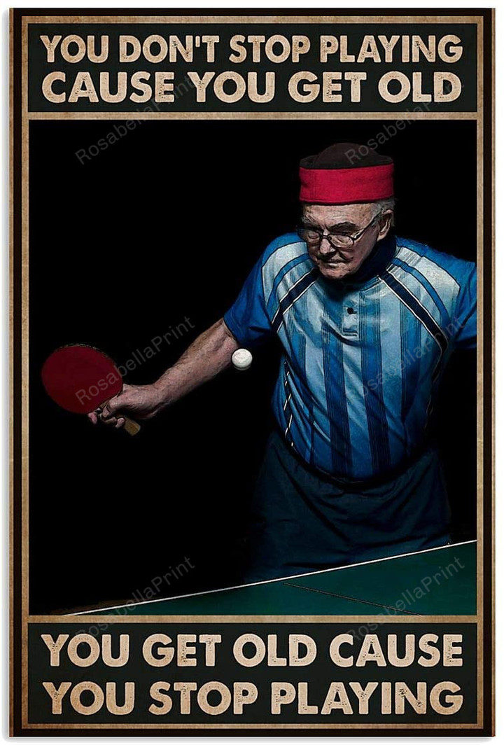 Vintage Table Tennis Old Man Canvas Wall Art Vintage Table Large Panel Canvas Beautiful Canvas Sheets For Painting