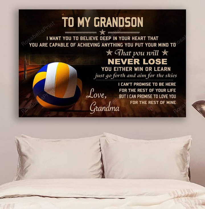 Volleyball Canvas Grandma To Grandson Canvas Volleyball Canvas Canvas Bags With Zipper Tiny Printable Canvas Sheets For Inkjet Printers