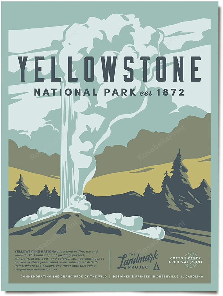 Visit To Yellowstone National Park Canvas Wall Art Visit To Sublimation Canvas Big Supplies For Canvas Painting