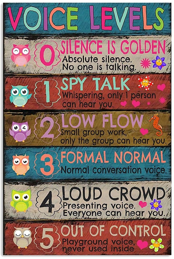 Voice Levels Colorful Owls Classroom Canvas Voice Levels Set Canvas Clean Double Primed Canvas For Oil Paints