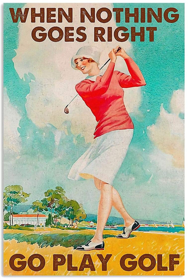 Vintage Woman Go Play Golf Painting Canvas Vintage Woman Art Supplies Canvas Fit Polyester Canvas For Sublimation