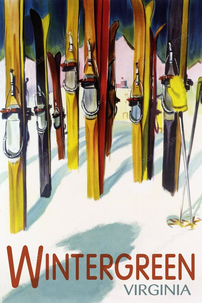 Wintergreen Virginia Colorful Skis 51426 Painting Canvas Wintergreen Virginia Canvas Rafts Plain Paints For Canvas