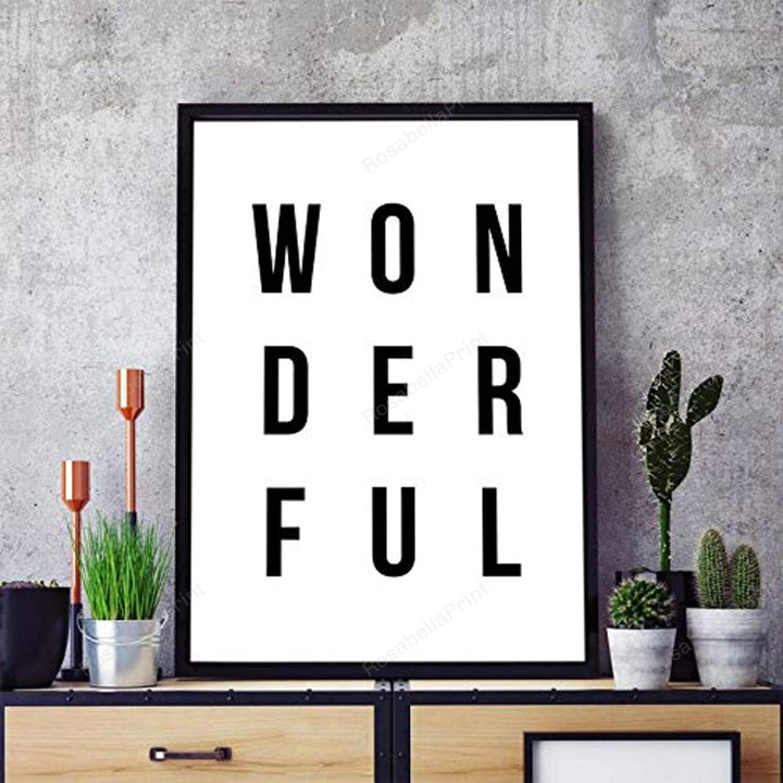 Wonderful Bold Typography Minimal Wall Canvas Wonderful Bold Canvas Framing Kit Plain Paint Canvas For Kids