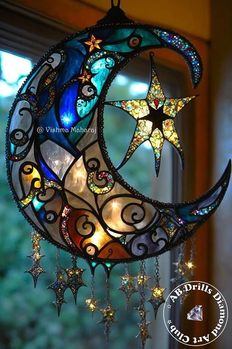 Enchanted Melody: Stained Glass Crystal Wind Chimes AB Diamond