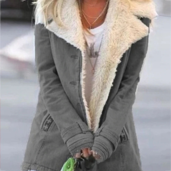 New Autumn Winter Women's Fashion Denim Jacket Velvet Long-Sleeved Warm Jacket