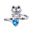 Frog Inlaid Blue &Green Gemstone Open Ring for Women