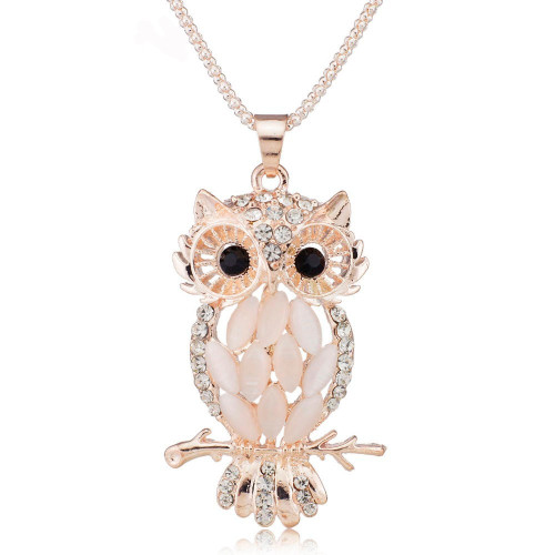 Fashion Alloy Opal Pendant Necklace Owl