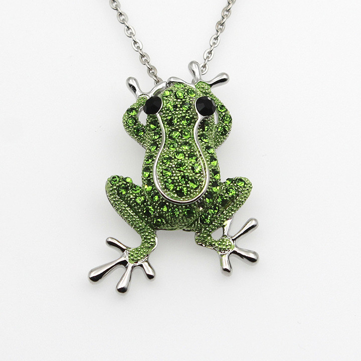 Frog R Crystal Stone Necklaces