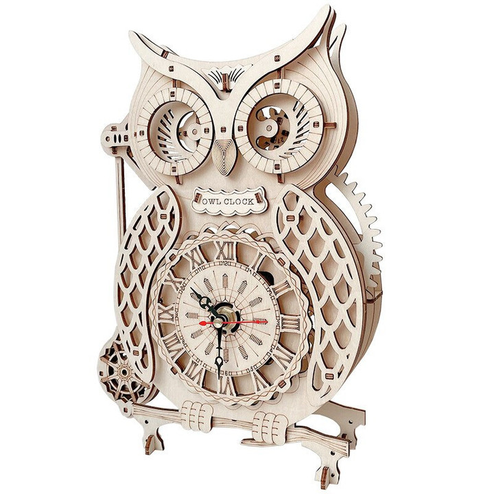 Wooden Puzzle 3D Owl Clock
