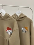 Couple Embroidered Cat Winter Hoodies Snowball