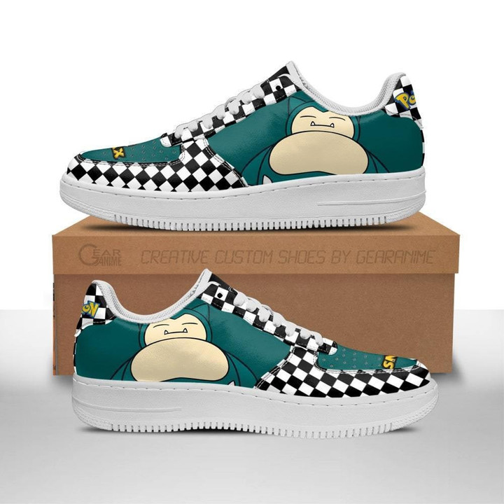 Poke Snorlax Sneakers Checkerboard Custom Pokemon Shoes GG2810