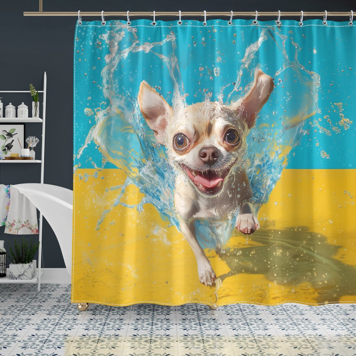 Chihuahua Shower Curtain – Cute Dog Bathroom Decor for Pet Lovers