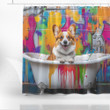 Corgi Shower Curtain – Waterproof Polyester Curtain with Adorable Dog Print