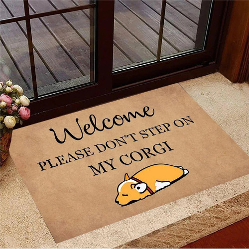 Welcome Please Don't Step on My Corgi Doormat - Corgi Entrance Floor - Carpets Gifts for Corgi Lovers