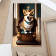 King Dog Corgi Sitting on Throne Poster