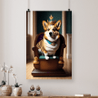 King Dog Corgi Sitting on Throne Poster