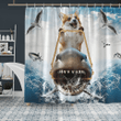 Corgi & Shark Shower Curtain