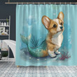 Corgi Mermaid Shower Curtain