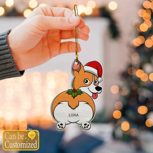 Custom Name Corgi Christmas Ornament