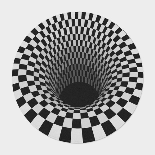 Optical Illusion Black Hole Round Carpet for Fun with Pets!