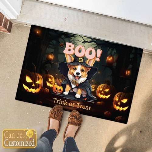 Custom Name Corgi Halloween Doormat