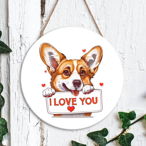 Cute Corgi Round Wood Sign - Perfect Addition to Your Home Decor