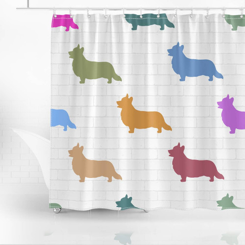 Whimsical Corgi Colorful Pattern Shower Curtain - Bring Joy to Your Bath Space