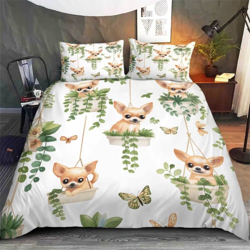 Hanging Potted Plants Chihuahua Bedding Set for Nature Lovers - Bring Nature Indoors