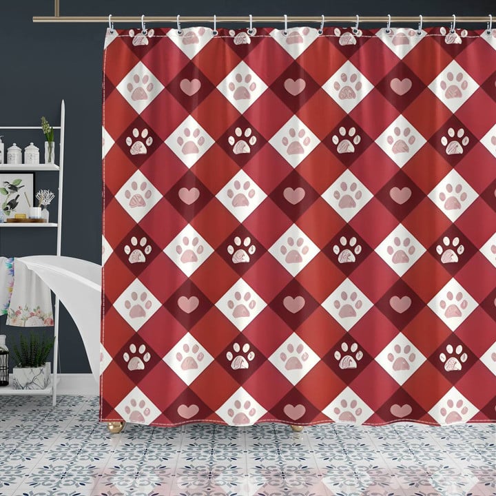 Dog Valentine Shower Curtain