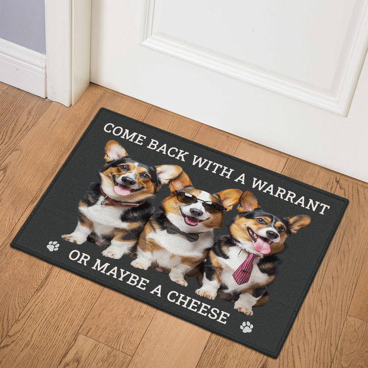Funny Tri-color Corgi Doormat - Welcome Guests with Humor and Cheese