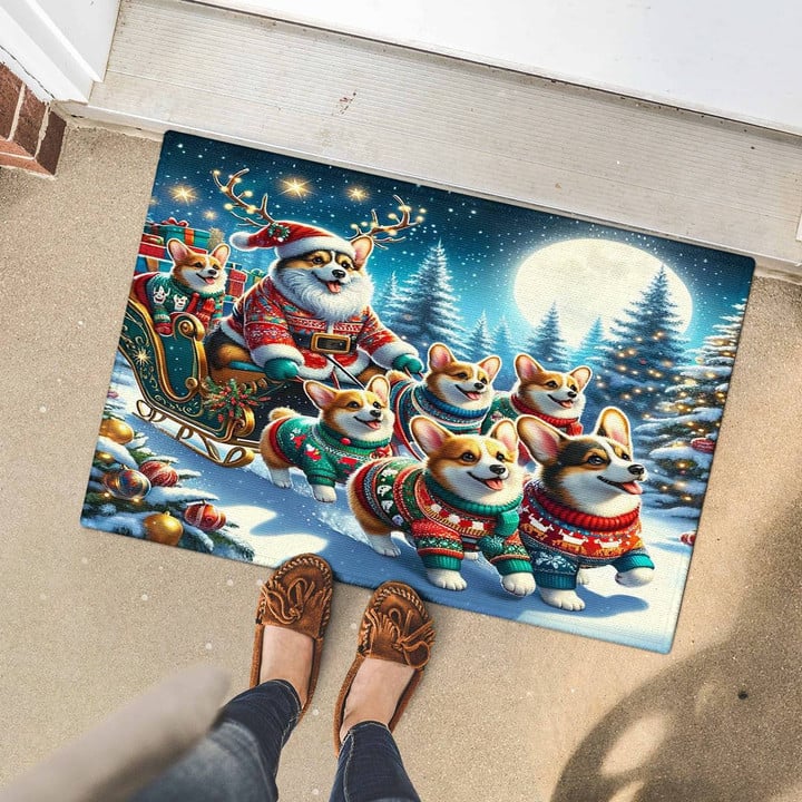 Corgi Christmas Doormat