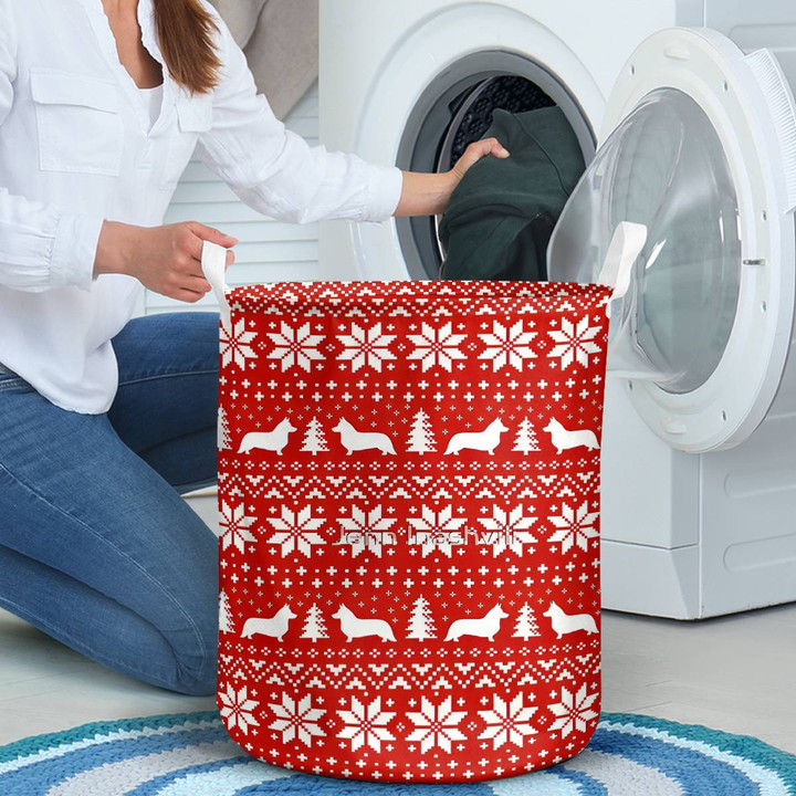 Corgi Christmas Laundry Basket