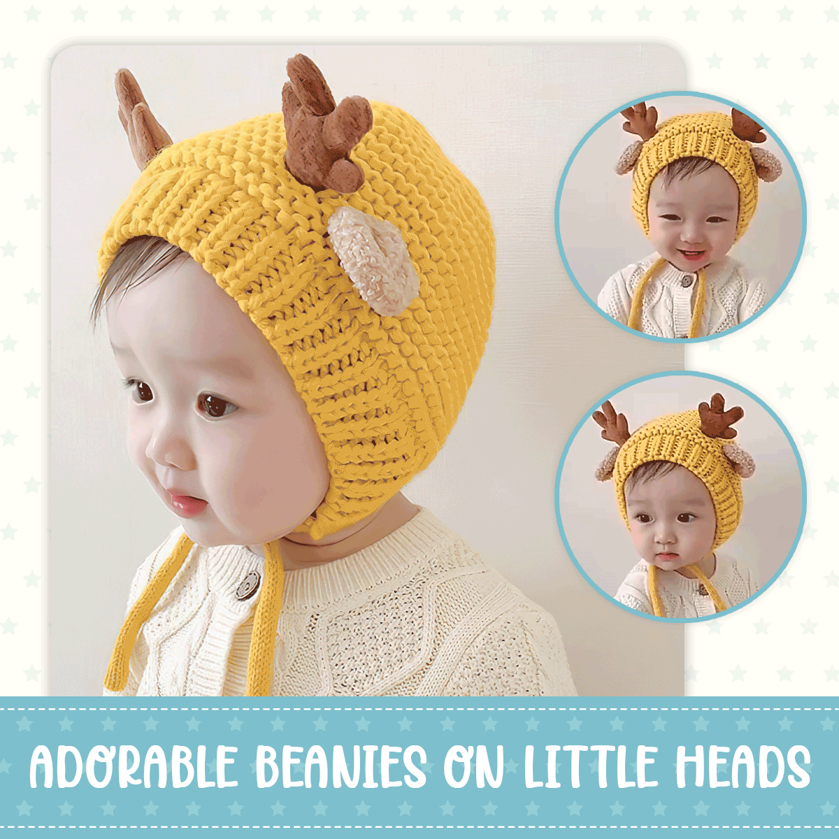 Christmas Cute Deer Baby Hat Winter Warm Plush Knitted Beanie
