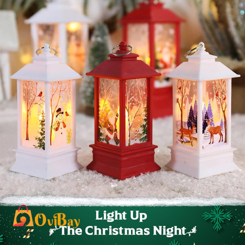 Santa Claus Snowman Angel Lantern Light