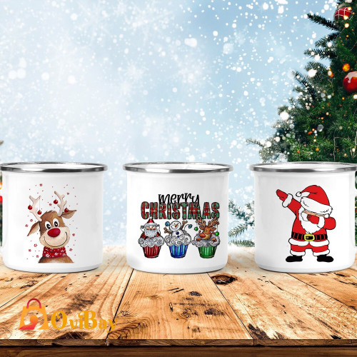 Hot Cocoa Christmas Enamel Mug
