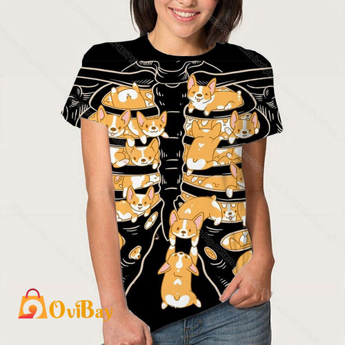 3D Kawaii Animal Dog T-shirt Corgi T Shirt for Women