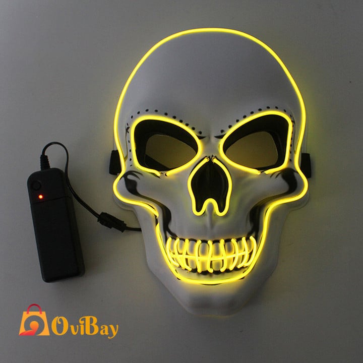 Scary Ghost Head Skull Glowing Mask LED Light Up Halloween Mask