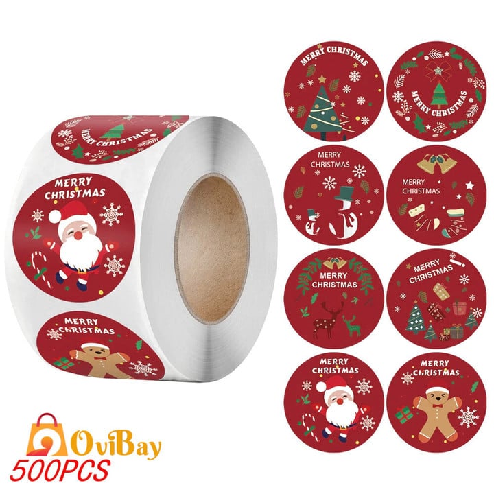 50-500Pcs Christmas Tree Santa Claus Merry Christmas Stickers
