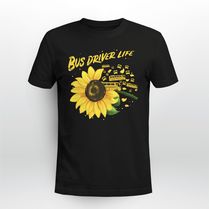School Bus Driver T-Shirt Sunflower Bus Driver