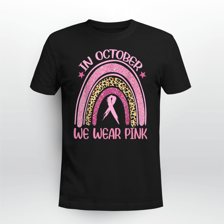 Breast Cancer Leopard Classic T-Shirt Sparkle Rainbow