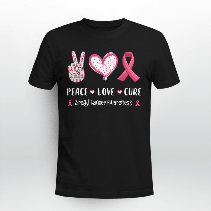 Breast Cancer Classic T-shirt Peace Love Cure